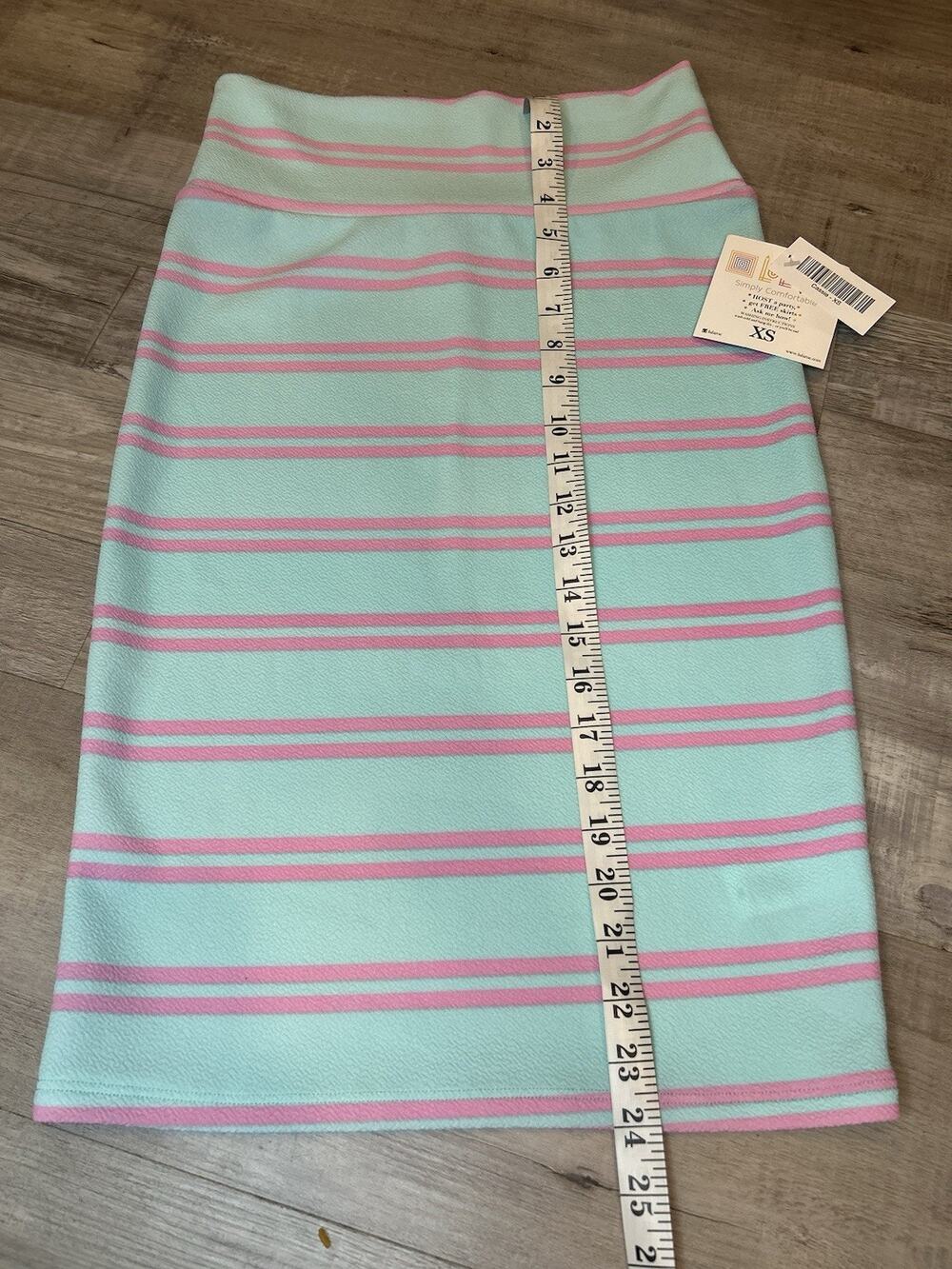 LuLaRoe Cassie Pencil Skirt Size XS NWT Light Blue & Pink Stripes Women’s